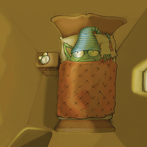 Frog in bed